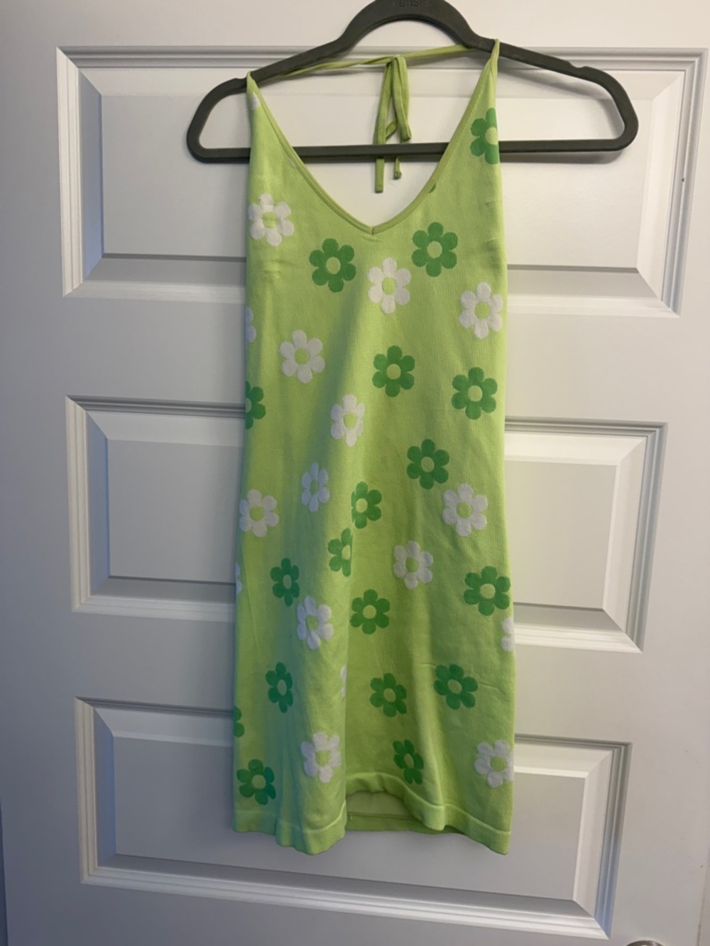 No Boundaries Lime Green Floral Mini Dress with White & Green Flowers